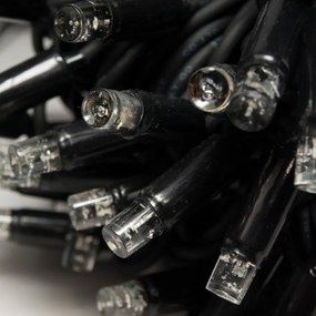 decoLED LED Ușoară lanţ - 5m, 60 rece alb LED-uri, negru cablu