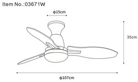 Lustra LED cu ventilator si telecomanda GALE alb 03671W GL
