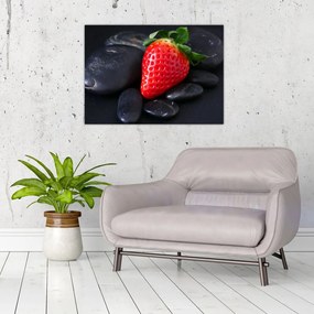 Tablou pe sticlă cu căpșună (70x50 cm)
