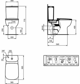 Vas wc pe pardoseala ideal Standard Esedra Aquablade cu evacuare orizontala