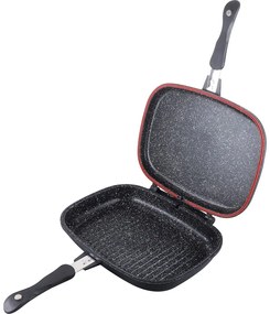 RESIGILAT - Tigaie dubla 36 cm grill, marmorata, antiaderenta, doubletta, cu garnitura de rezerva, maner magnetic Granit Diamond Line Berlinger Haus