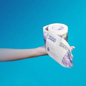 Hârtie igienică cu un motivele bancnotei de cinci mii dolari
