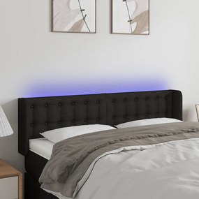 3123670 vidaXL Tăblie de pat cu LED, negru, 147x16x78/88 cm, textil
