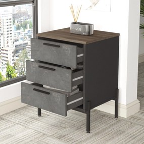 Comoda Birou - Rollbox cu 3 sertare Scandinav, Maro, 54 x 70 x 45 cm