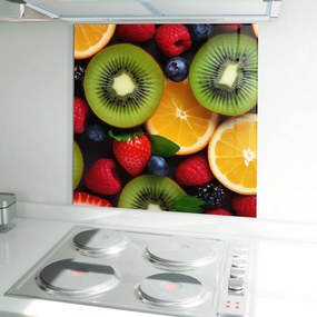 Panou Sticla Bucatarie, 100x100cm, Protectie aragaz, Antistropi, Termorezistent, Alimente, Fructe, Kiwi Fruit Mix