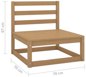 Set mobilier de gradina, 2 piese, maro miere, lemn masiv de pin maro miere, Canapea de mijloc + suport pentru picioare, 1