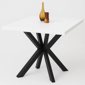 Masa de bucatarie din MDF alb, patrat, texturata, Homs 80x80X75 cm