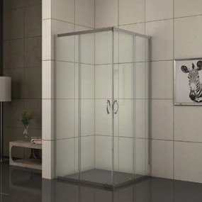 Cabina de dus patrata Inter Ceramic cu usi glisante 80x80 cm crom lucios - transparent mat