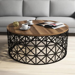 Măsuţă de Cafea Selin Metal Ferforje, Nuc / Negru