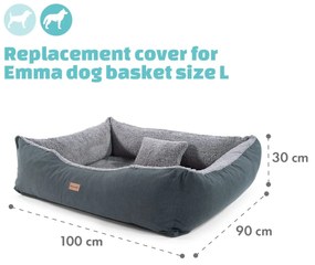 Emma, husă de rezervă, ​​culcuș pentru câine, lavabil, antiderapant, respirabil, dimensiunea L (100 × 30 × 90 cm)