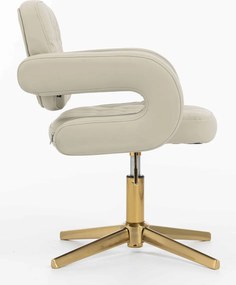HR8403CROSS Scaun Ecru Piele Ecologica Premium Soft cu Bază Aurie