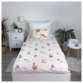 Lenjerie de pat pentru copii bej din bumbac pentru pătuț 100x135 cm Animals "Woodland" – Jerry Fabrics