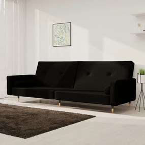337339 vidaXL Canapea extensibilă cu 2 locuri, 2 perne, negru, catifea