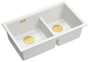 Chiuveta compozit sub blat Quadron Logan 120 alb - auriu 76x45 cm