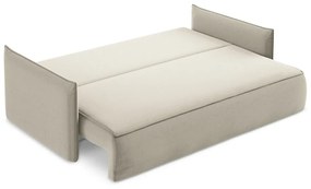 Canapea bej extensibilă/cu spațiu de depozitare cu tapițerie din catifea 225 cm Hula – Makamii