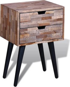 vidaXL Noptieră cu 2 sertare, lemn de tec reciclat