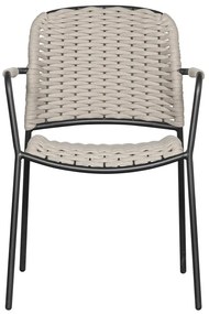 Scaune de grădină negre/bej 2 buc. din metal Taku – Exotan