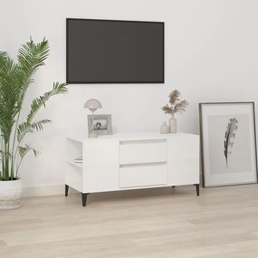 819606 vidaXL Comodă TV, alb extralucios, 102x44,5x50 cm, lemn prelucrat