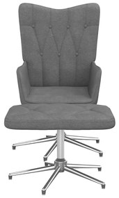 327601 vidaXL Scaun de relaxare cu taburet, gri închis, textil