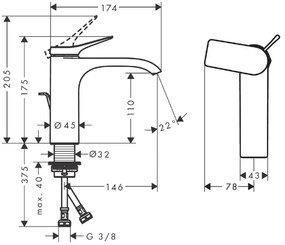 Baterie lavoar baie alb mat, cu ventil inclus Hansgrohe Vivenis 110, CoolStart Alb mat