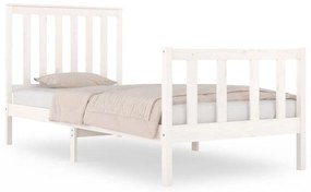 3103874 vidaXL Cadru de pat single, alb, 90x190 cm, lemn masiv de pin