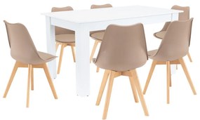 Set de masă Zara 6+1 bej-alb