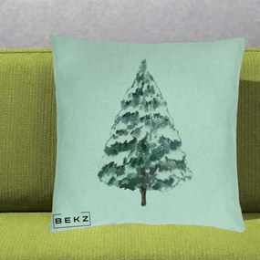 Perna Decorativa cu tematica de Craciun, Brad 2, 40x40 cm, Verde Menta, Husa Detasabila, Perna Inclusa, BEKZ®