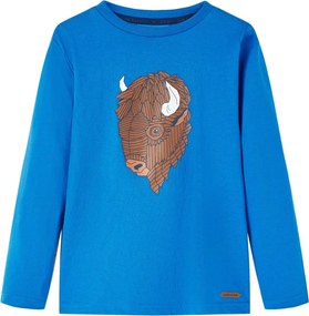 vidaXL Tricou de copii cu mâneci lungi, albastru cobalt, 116