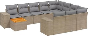 vidaXL Set canapele de grădină cu perne, 11 piese, bej, poliratan