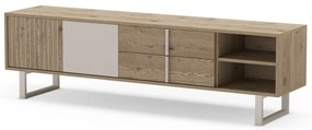 Comodă TV gri/în culoare naturală cu aspect de lemn de stejar 180x51,5 cm Millay – Marckeric