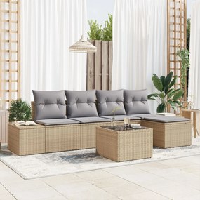 vidaXL Set de canapele pentru grădină 6 pcs Bej Rattan poli