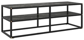 vidaXL Comodă TV, negru, 120x40x40 cm, sticlă de marmură neagră
