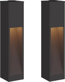 vidaXL Lampa de parcurs LED solar 2 pcs Negru Oțel laminat la rece