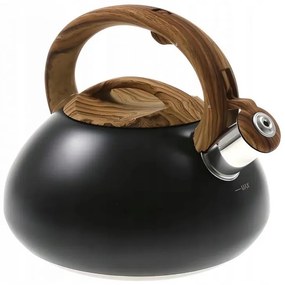 Ceainic cu fluier Klausberg KB 7565, 3 L, Baza groasa, Inductie, Negru/Maro