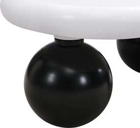 Masă de cafea în stil de nor, cu iluminare LED și design cu picioare rotunde, 95x62,5x32 cm, Alb+Negru