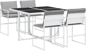 vidaXL Set mobilier de grădină, 5 piese, cu perne, alb, textilenă