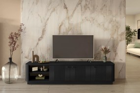 Comodă TV pe soclu Vesper 3D 187 cm - negru / mânere negre