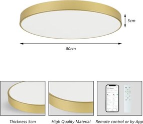 Brilagi - Corp LED dimerizabil POOL SMART, 100W, 230V, 80 cm, auriu, Wi‑Fi Tuya + telecomandă