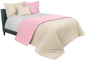 Cuvertură de pat matlasata de calitate bej-roz 200 x 220 cm