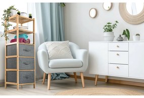 Raft din bambus cu coșuri G21, 5 etajere, gri, 5 etaje