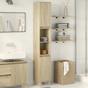 vidaXL Dulap de baie, stejar sonoma, 30x30x190 cm, lemn prelucrat
