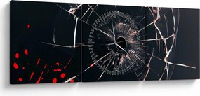 Tablou abstract - sticla spartă (cu ceas) (90x30 cm)