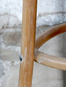 Scaun de bar, din lemn de mango si rattan, cu aspect vintage, Old French