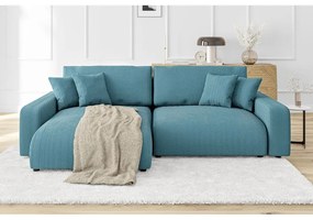 Colțar turcoaz extensibil cu tapițerie din catifea reiată Sara – Ropez