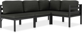 vidaXL Set mobilier de grădină cu perne, 4 piese, antracit, aluminiu