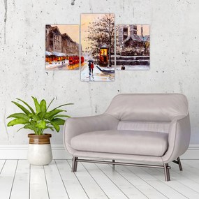 Tablou - Pictură oraș iarna (90x60 cm)