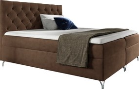 Pat cu boxspring 160x200, ţesătură maro Velvet , GULIETTE + cadou