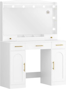 SEA911 - Set Masa toaleta 108 cm, cosmetica machiaj, oglinda cu LED, masuta vanity- Alb