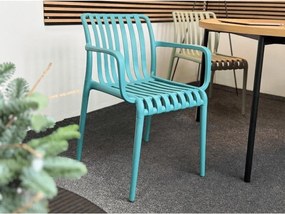 Scaun din plastic TREGO cu brate, albastru