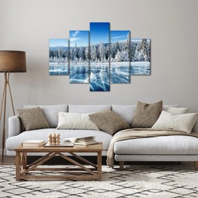 Tablou cu lacul înghețat și copacii înzăpeziți (150x105 cm)